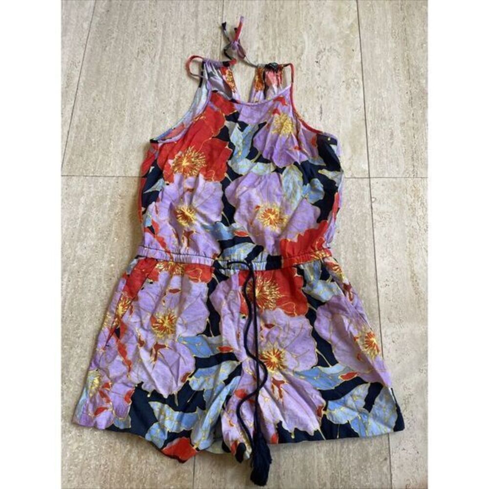 Loft Outlet Romper Women's XSP Colorful Floral Sleeveless Side Pockets